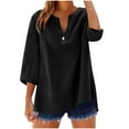 thumbnail image 1 of Vestidos Casuales Para Mujer, Blusas De Mujer De Moda Blusa informal de moda para mujer, con cuello en V, manga 3/4 y botones decorativos, 1 of 6