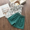 thumbnail image 2 of Gerichy Toddler Baby Girl Clothes Set 0 6 12 18 24 Months 2T 3T Summer Flying Sleeve Printed Top Tie Shorts Sets Outfits Kids Clothing Summer T Shirt Tops Loose Pants Children Clothes Outfits, 2 of 7