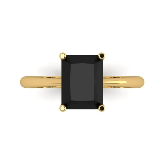 Clara Pucci 14K Yellow Gold 2.5ct Onyx Solitaire Ring for Women