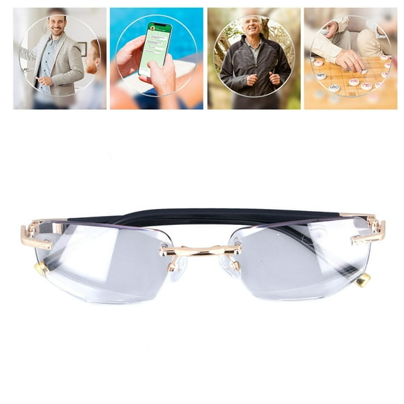 Gafas de Lectura Con Bloqueo de Luz Azul, Gafas de Lectura Progresivas Sin Montura de Enfoce Múltiple para Personas Mayores con Uso CÓMODO PARA LECTURA DE LIBROS DE PERIÓDICOS