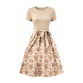 thumbnail image 6 of ZHOGXU Women's Dresses Summer Short Sleeve Round Neck Floral Printed Lightweight Comfortable Stylish Dress For Casual Daily Wear,Beige,L, 6 of 6