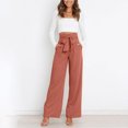 thumbnail image 4 of ZZwxWA High Waisted Bow Tie Pants for Women Wide Leg Trendy Pants Baggy Dress Pants Business Casual Pants with Pockets, 4 of 6