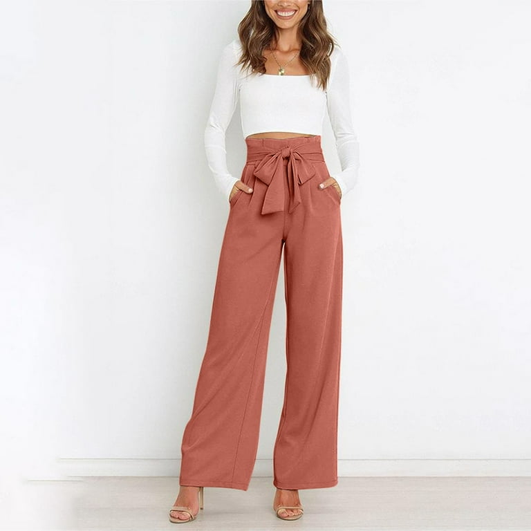 ZZwxWA High Waisted Bow Tie Pants for Women Wide Leg Trendy