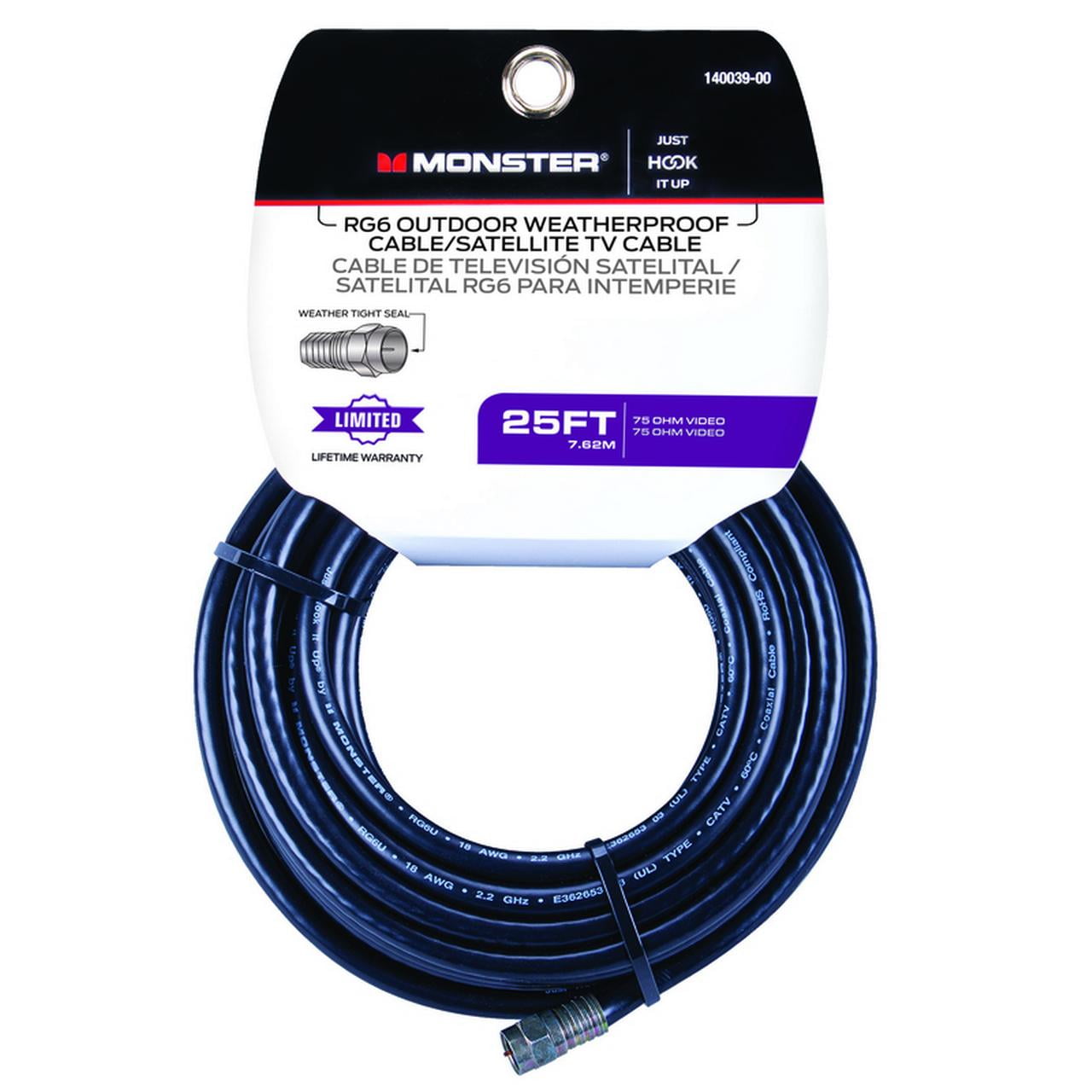Monster Jhiu 140030-00 12 ft. Black RG6 Quad Video Coaxial Monster Jhiu 140030-00 12 ft. Black RG6 Quad Video Coaxial