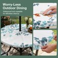 thumbnail image 5 of Round Outdoor Tablecloth with Umbrella Hole and Zipper, Teal Blue Leaves Tablecloth with Elastic Waterproof, Summer Botanical Patio Table Covers for 36" - 44" Picnic Pool Tables, 5 of 9
