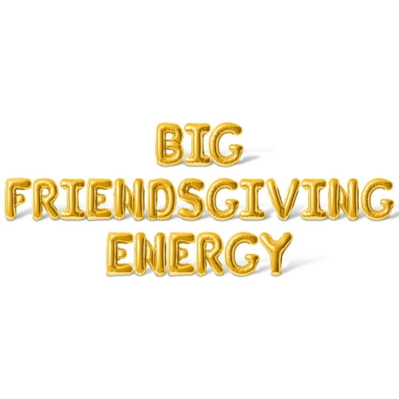Letter Balloons - BIG FRIENDSGIVING ENERGY 16" Inch Alphabet Letters Foil Mylar Balloon Friendsgiving Party Banner (Gold)