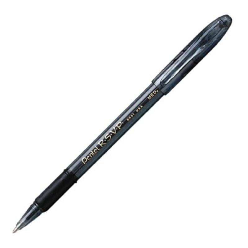 NEW Pentel RSVP Razzle-Dazzle Ballpoint Pen 5-PACK Med Tip BLACK Ink BK91RDBP5M 