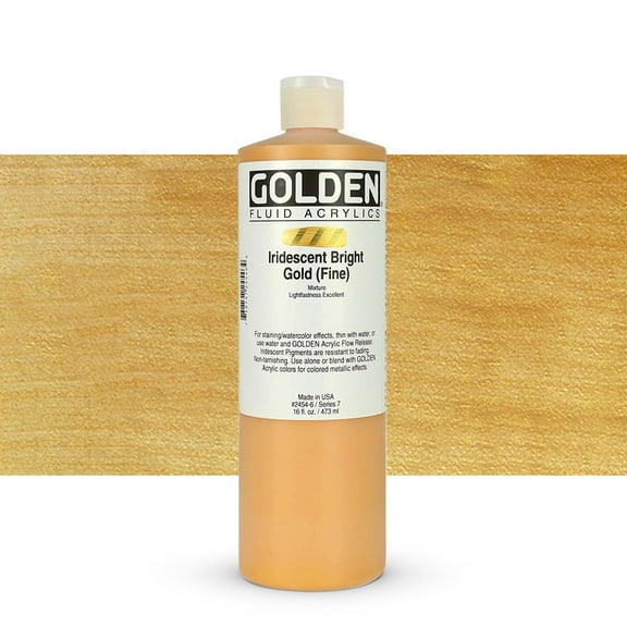 Golden Fluid Acrylic Paint, 16 oz, Iridescent Bright Gold (Fine)
