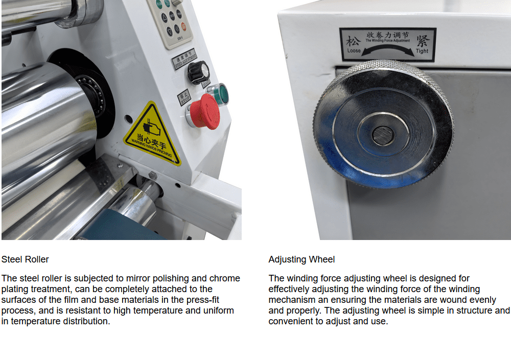 Steel Roller Thermal Laminator Machine with Conveyor Belt Winding Mechanism Commercial 110V