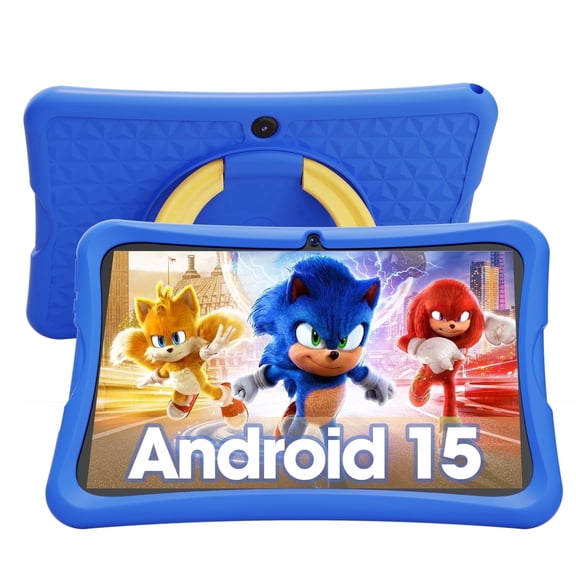 10.1 inch Android 15 Kids Tablets,Google Kids Space,6GB RAM 64GB ROM,Educational Tablets fot Toddler,Kid-Proof Case,Blue