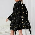 thumbnail image 2 of Starry Sky Night Robe Long Sleeve V Neck Robe With Belt Women's Sleepwear Dresses, 2 of 8