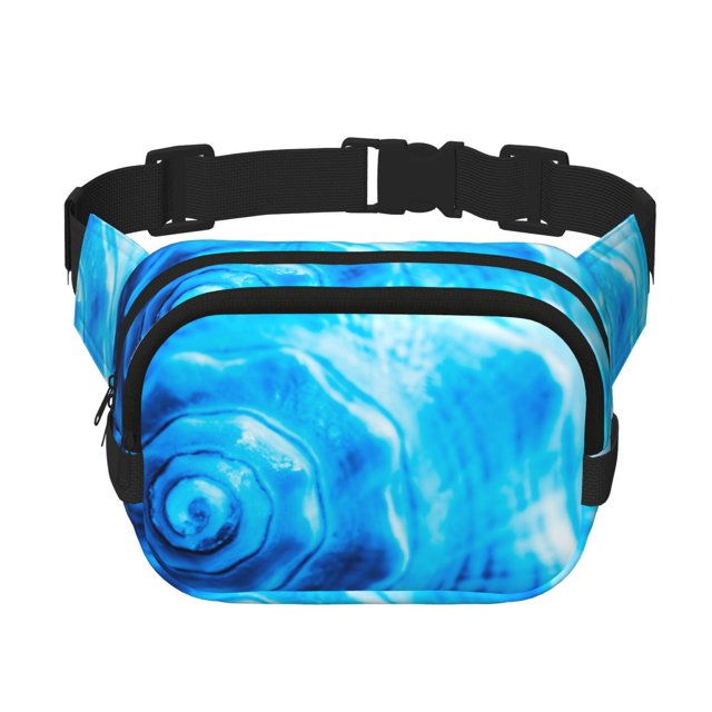 Disketp Blue Shell Riñonera de Doble Capa, Bolsa de Cintura Ajustable para Viajes, Correr y Senderismo, Riñonera Ligera para Hombre y Mujer