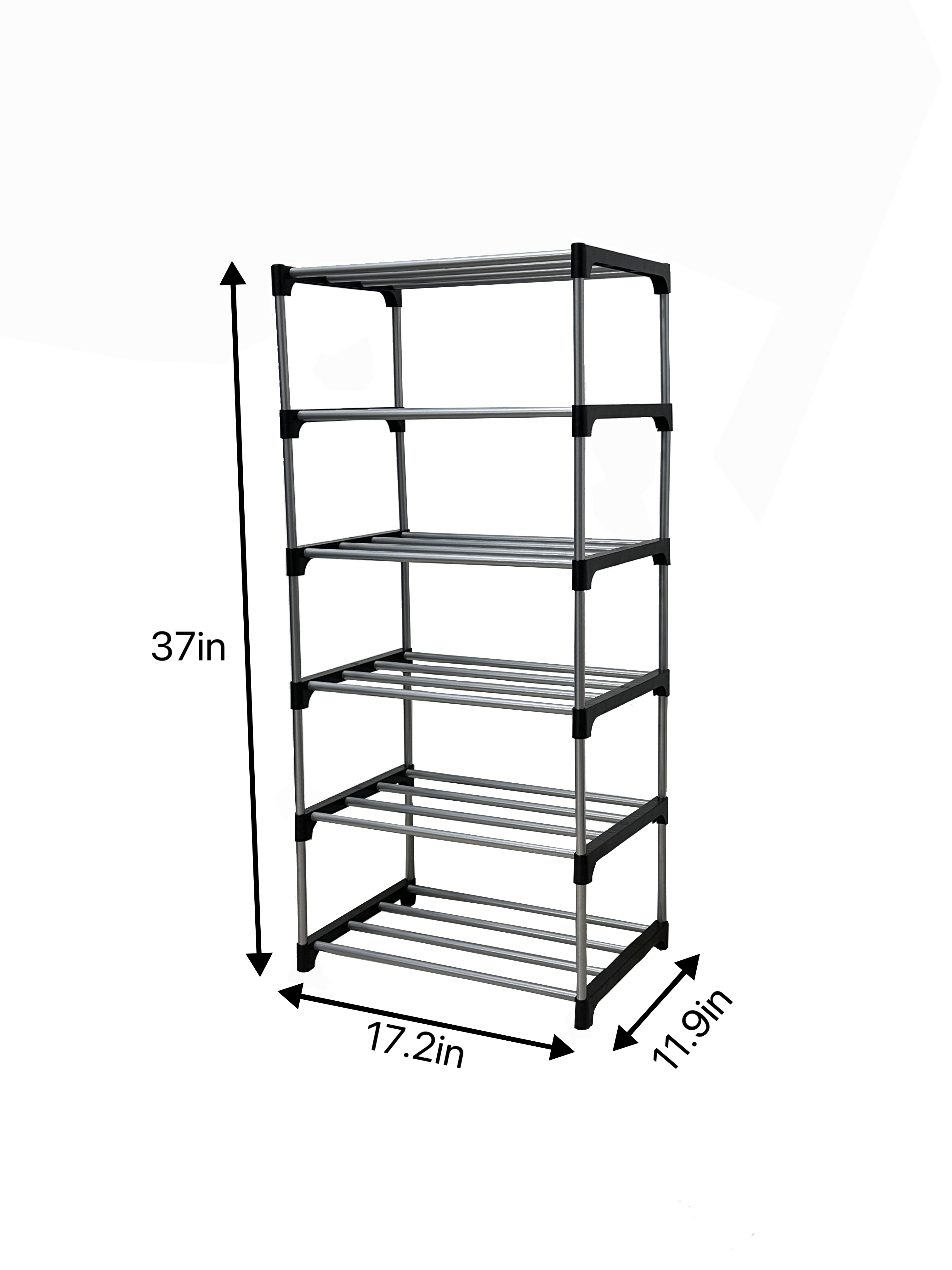 Mainstays 6-Tier Shoe Rack, Black and Silver photo 3