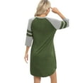 thumbnail image 4 of WBQ Women's Nightgown 3/4 Sleeve O Neck Nightshirt Color Block Casual Sleepwear Nightdress Soft Comfy Knee Length Sleepshirt Loungewear, S-2XL, 4 of 9