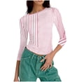 thumbnail image 5 of Jsaierl Womens 3/4 Length Sleeve Tops Summer Crew Neck Shirts Trendy Graphic Petite Blouses Work Dressy Tunic Top S-3XL, 5 of 7