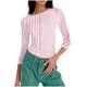 thumbnail image 5 of TaTaai Women Fashion 3/4 Sleeve Round Neck Tops Random Print Cropped Slim Fit Stretchy Soft Comfy Casual Daily Outfits Blouses Gift, 5 of 7