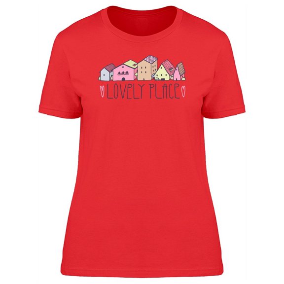 Lovely Place Home, House Doodles T-Shirt Women -Image by Shutterstock, Female Large