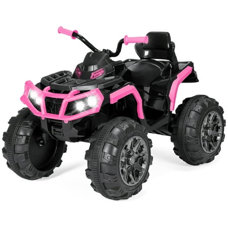 Best Choice Products 12V Kids Ride-On ATV Quad w/ Bluetooth, 3.7mph Max, Treaded Tires, LED Lights, Radio - Pink