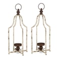 thumbnail image 2 of Glitzhome  Farmhouse Rustic Metal Lanterns Hanging Candle Holder White-L+L L+L, 2 of 5