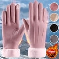 thumbnail image 6 of Autumn Winter Warm Suede Gloves Plus Velvet Thickened Plush Decor Cuff Gloves Outdoor Coldproof Touchscreen Riding Ski Gloves, 6 of 10