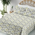 thumbnail image 3 of Ambesonne Floral Fitted & Flat Sheet with Shams 4 Pcs Set, Flowers with Spring Leaves, Queen, Slate Brown and Pale Green, 3 of 5