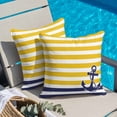 thumbnail image 6 of Anchor Striped Throw Pillow Cover Ocean Sage Yellow and Blue Striped Decor Cotton Linen Cushion Cover Throw Pillow Case with Invisible Zipper for Couch Sofa Bed Chair Car 24x24 Inch, 6 of 14
