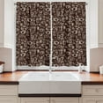 thumbnail image 2 of Ambesonne Brown and White Kitchen Curtains, Doodle Tea Time, 55"x45", Dark Brown and White, 2 of 3