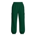 thumbnail image 6 of ZHYou No Boundarie Fleece Sweatpants for Women Casual Soft Stretch High Waist Cuffed Leg Loose Fall Winter Pants with Pockets,Army Green,Size 2XL, 6 of 7