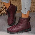 thumbnail image 6 of XIMIN Women's Soft Sole Thickened Warm Fur Lined Front Zipper Booties Soft Bottom Waterproof Non-Slip Leather Cotton Lightweight Ankle Booties Winter Snow Boots, 6 of 8