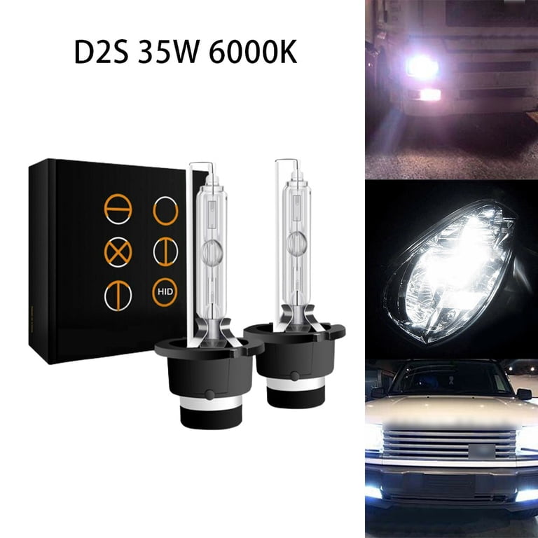 2-Pack D2S 35W 6000K HID Xenon Bulbs – Low/High Beam Replacement Headlight Lamps In Cool White
