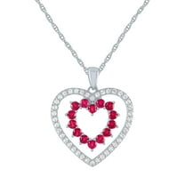 Ladies Brilliance Fine Jewelry Sterling SIlver Plated Simulated Ruby & CZ Pendant, 18"