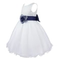 thumbnail image 2 of Manyakai Kids Girls Elegant Satin Flower Dress A-Line Sleeveless Layered Princess Pageant Prom Gown Navy Blue 5, 2 of 7