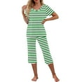 thumbnail image 4 of Otvok Home Sports Pajama Suits Women V-Neck Short Sleeve Pajamas and Pants Set with Pockets, 4 of 6