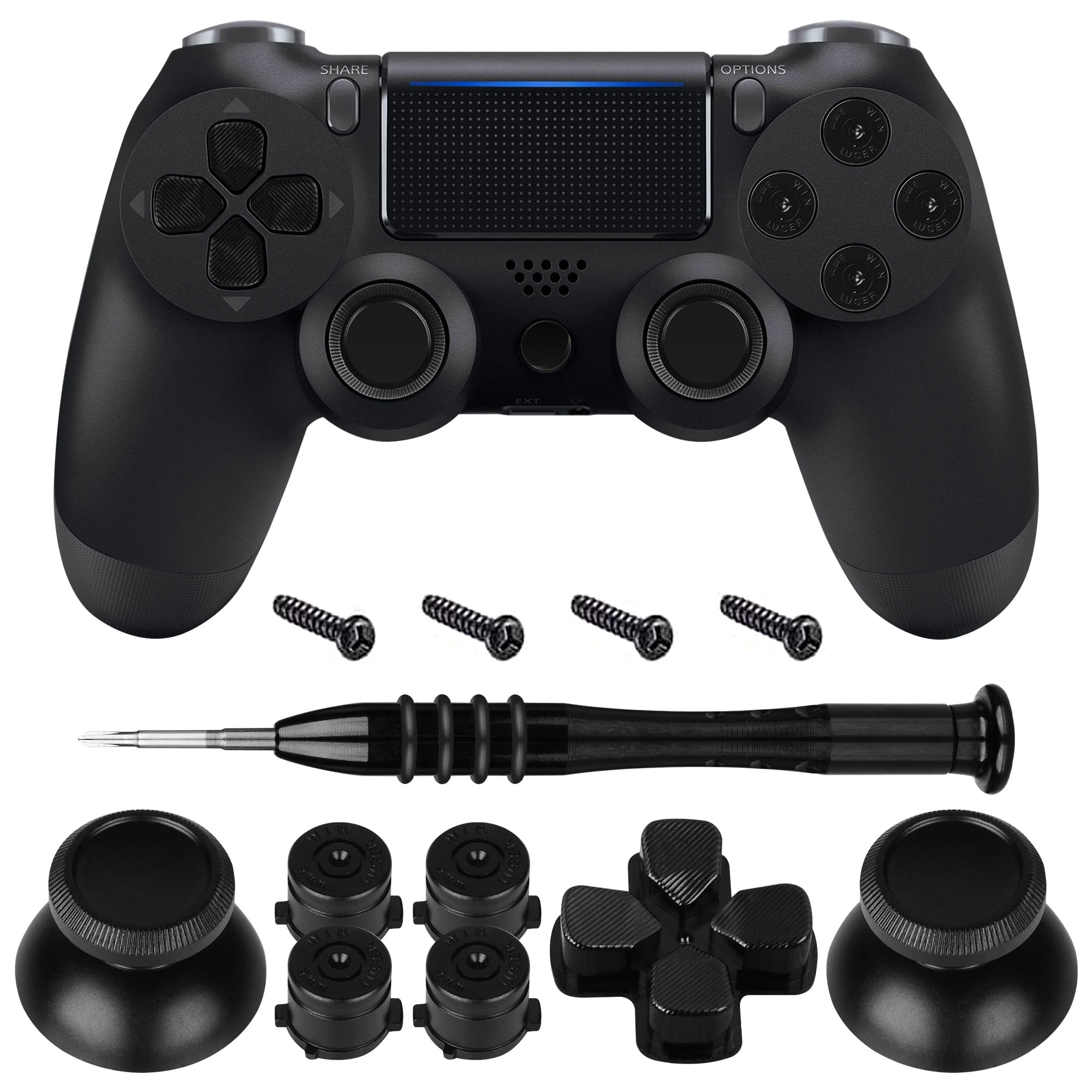 Geekria Replacement Joystick Repair Kit, Metal Buttons DualShock 4, Controller Repair Kits with for Playstation 5, Playstation 4, PS4 Slim, PS4 Pro, CUH-ZCT2 (Black) - Walmart.com