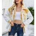 thumbnail image 4 of Abrigo de manga larga para mujer con bolsillos Chaqueta informal con solapa de un solo pecho para otoño e invierno Amarillo S, 4 of 6