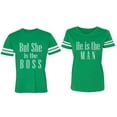 thumbnail image 1 of But She is The Boss He is The Man Matching Couple Cotton Jerseys (Men Green / Women Green) (Men L / Women S), 1 of 3