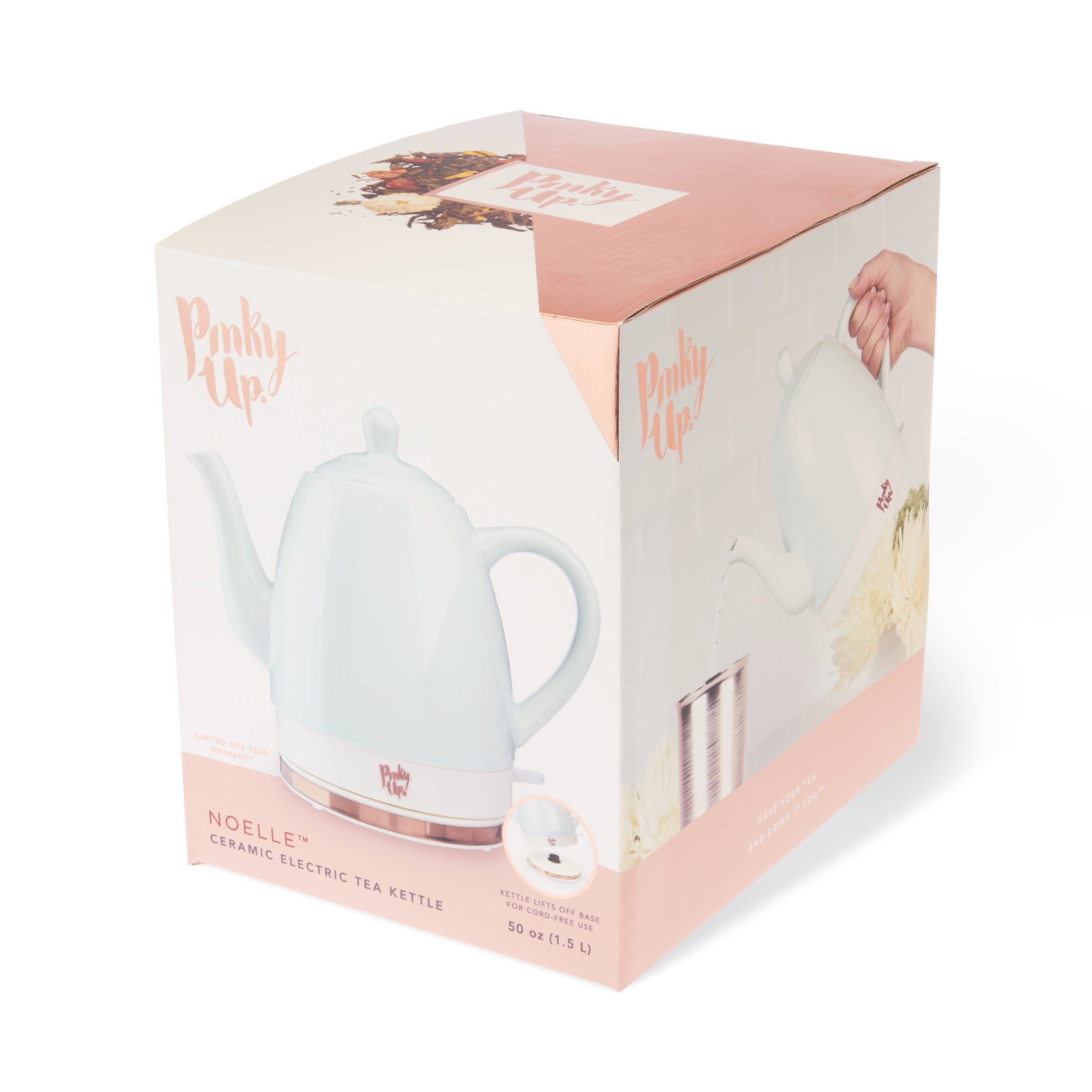 Pink Up Noelle Ceramic Electric Kettle for Hot Tea and Coffee, 1.5L, Mint