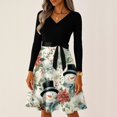 thumbnail image 7 of Christmas Dresses for Women Ladies' Christmas Printed Casual And Fashionable V-neck Long Sleeved Dress for Holiday Festive,Beige,L, 7 of 7