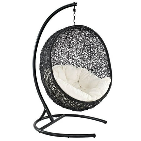 Hawthorne Collection Patio Swing Chair In Espresso And White