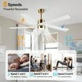 thumbnail image 7 of 54 in. White and Gold DC Indoor Ceiling Fan with Light Kit, 5 Reversible Blades Carved Wood Blades, 7 of 7