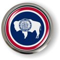 thumbnail image 2 of Wyoming State Flag 3D Domed CAR Emblem Badge Sticker Semi-Flexible Aluminum Round Bezel, 2 of 5