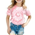 thumbnail image 4 of 3t Shirts Girls Tie Dye Print Short Sleeve T Shirt Fashion Cool Crew Neck Summer Tops Children's Shirts Pink,130, 4 of 4