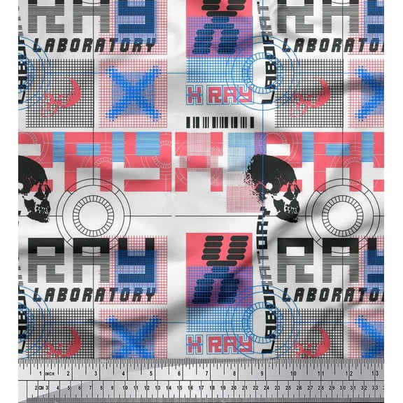 Soimoi Cotton Duck Fabric X-Ray Laboratory Equipment Education Theme Print Sewing Fabric Yard 42 Inch Wide