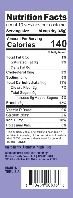 Ralston Family Farms Purple Rice, 16 oz Carton: 6 Pack, American Grown, Non-GMO, Naturally Gluten Free