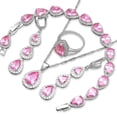 thumbnail image 2 of Womens 4 Pc Water Drop Jewelry Set, 925 Sterling Silver, Tourmaline Pink CZ, Ring 6, 2 of 5