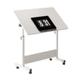 thumbnail image 3 of Ourlova Small Standing Desk Adjustable Height Mobile Stand Up Desk with Wheels Portable Home Office Computer Workstations for Sitting And Standing, 3 of 8