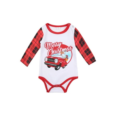 

Sedceaty Family Matching Pajamas Set Christmas Car Print Casual Raglan Long Sleeve Tops and Plaid Pants Sleepwear