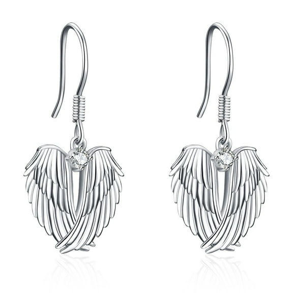 Angel Wings Sterling SilverEarring with Cubic Zirconia - Ideal Gift for Women