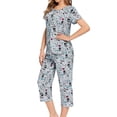 thumbnail image 4 of Previn Women's Cute Capri Pajamas 2 Piece Short Sleeve Pant Pjs Soft Summer Funny Lightweight Plus Size Lounge Thin Lounge Set Style7 Large, 4 of 4