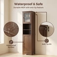 thumbnail image 3 of Lofka 67”H Tall Bathroom Storage Cabinet with Adjustable Shelves, Narrow Tall Linen Tower  with Two-Way Doors, Dark Brown, 3 of 8